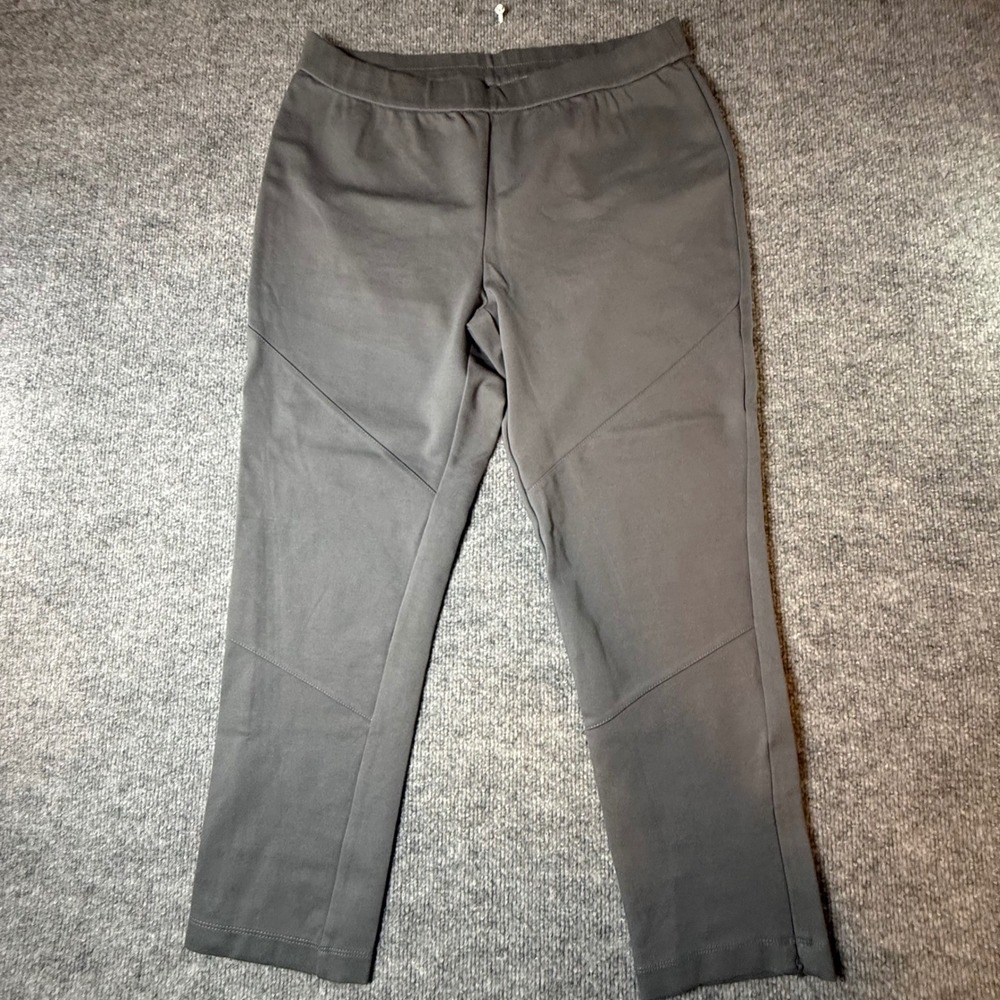 Susan Graver Weekend Gray Seamed Tapered Ankle Zip Pants Womens MP Petite